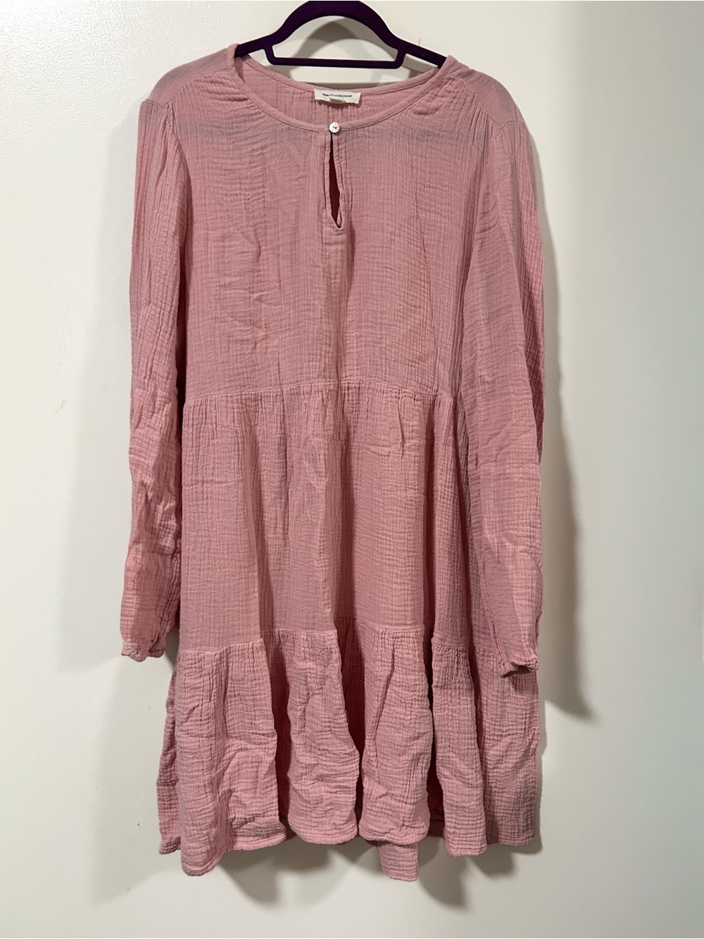 beachlunchlounge Dusty Pink Tiered Gauze Dress size L